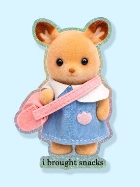 Calico Critter Glitter Sticker 'I Brought Snacks' 1.9" x 3"